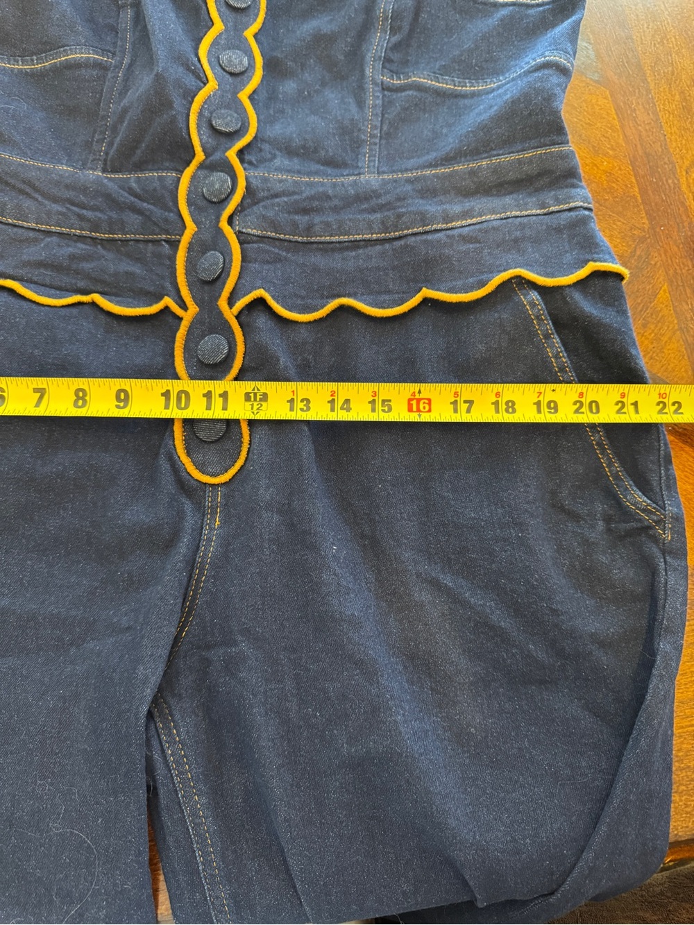 NWT FARM Rio Dark Denim Wavy Trim Jumpsuit - Picture 14 of 15